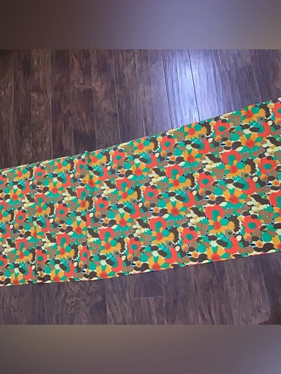 Bright Retro Floral Fabric Panel in Orange, Yellow, Green, Brown - Picture 3 of 3